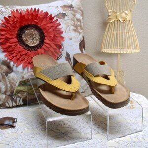 Bos. & Co. Wedge Thong Sandal Yellow Nubuck Leather 9 US 40 EU